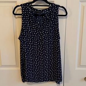 41 Hawthorn Dark Blue Sleeveless Polka Dot Top